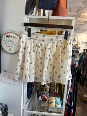 Free People Cream Mini Skirt with Black Floral Motif